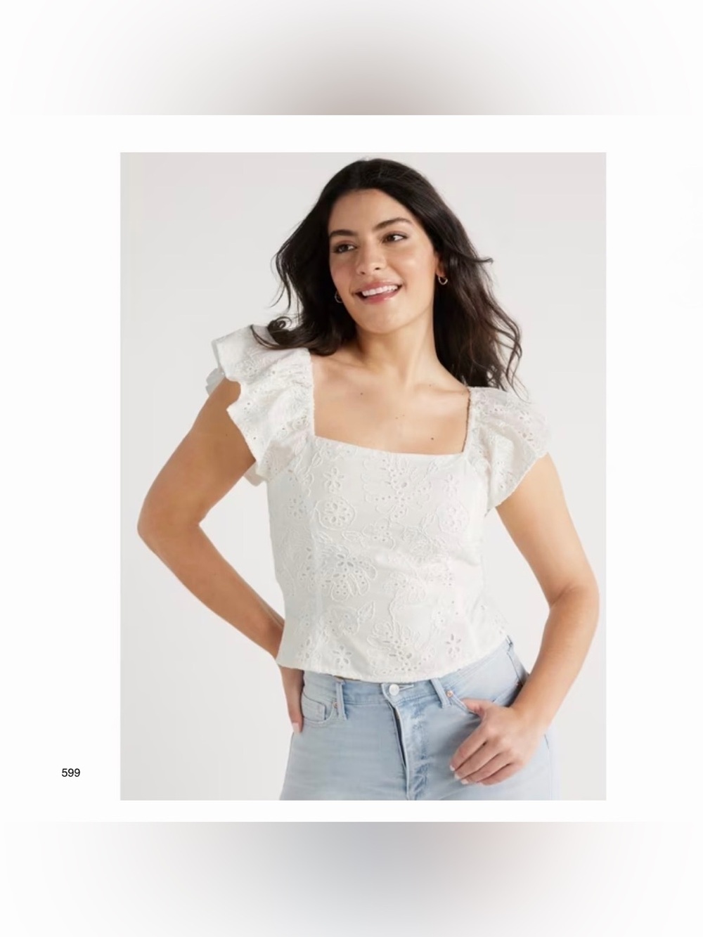 *new* Sofia Jeans Women’s Square Neck Eyelet Top in White